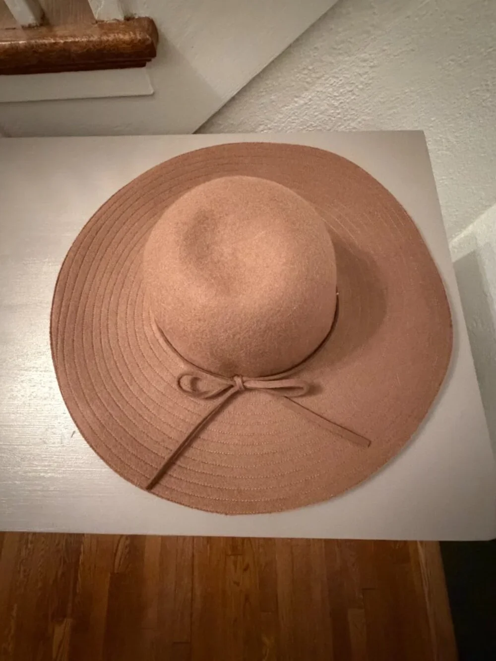 Gap 100% wool dark brown wide brim floppy hat with bow size M/L